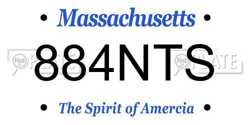 884NTS Massachusetts License Plate