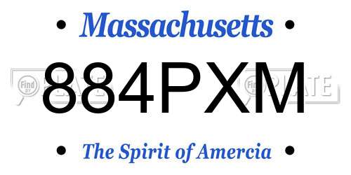 884PXM Massachusetts License Plate