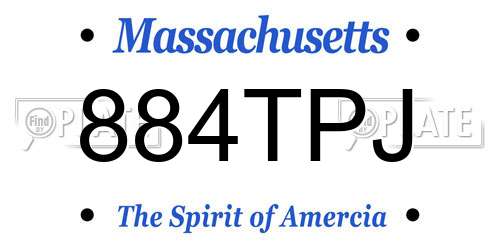 884TPJ Massachusetts License Plate