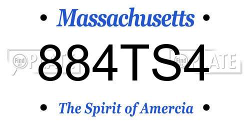 884TS4 Massachusetts License Plate