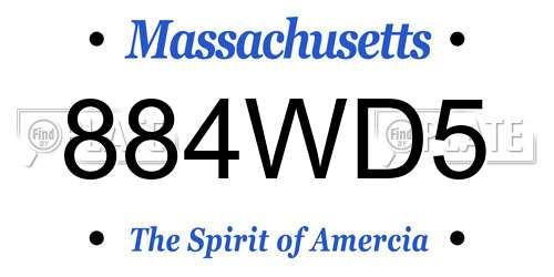 884WD5 Massachusetts License Plate