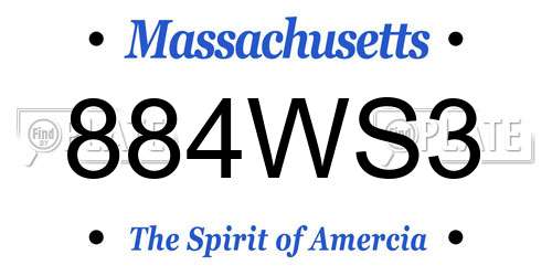 884WS3 Massachusetts License Plate