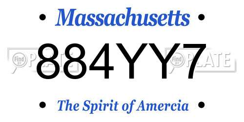 884YY7 Massachusetts License Plate