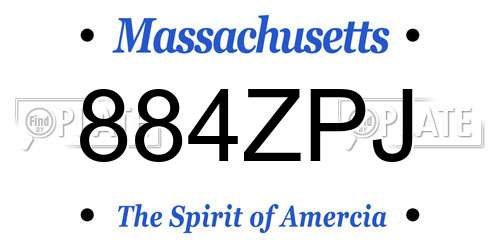884ZPJ Massachusetts License Plate