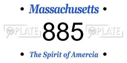 885 Massachusetts License Plate