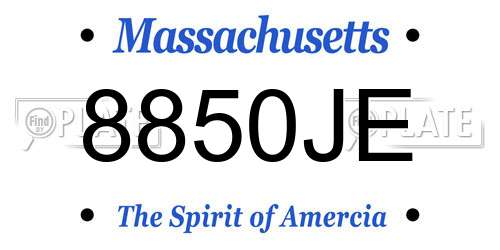 8850JE Massachusetts License Plate