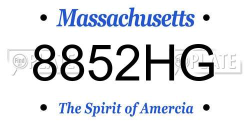 8852HG Massachusetts License Plate