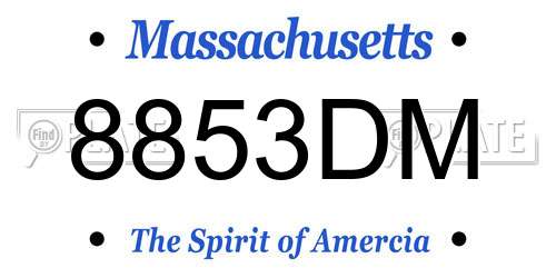 8853DM Massachusetts License Plate