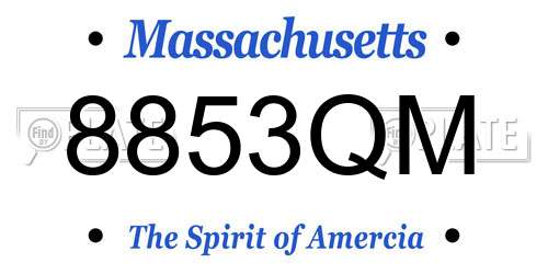 8853QM Massachusetts License Plate