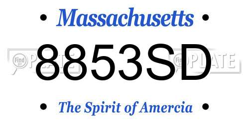 8853SD Massachusetts License Plate