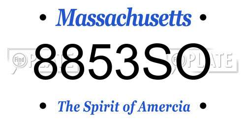 8853SO Massachusetts License Plate