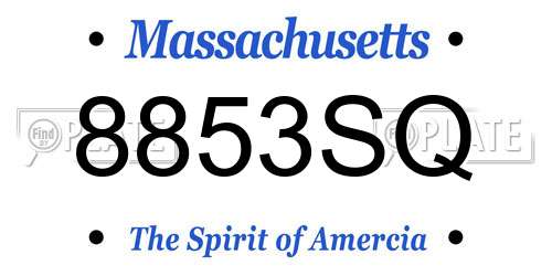 8853SQ Massachusetts License Plate
