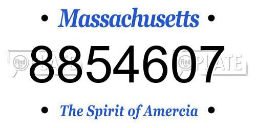8854607 Massachusetts License Plate