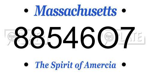 88546O7 Massachusetts License Plate