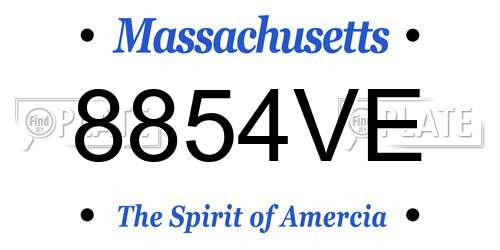 8854VE Massachusetts License Plate