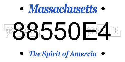 88550E4 Massachusetts License Plate