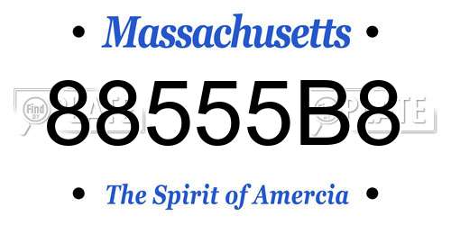 88555B8 Massachusetts License Plate