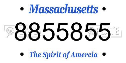 8855855 Massachusetts License Plate