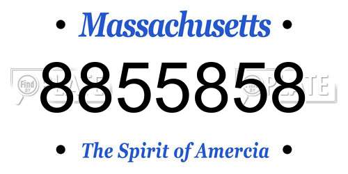 8855858 Massachusetts License Plate
