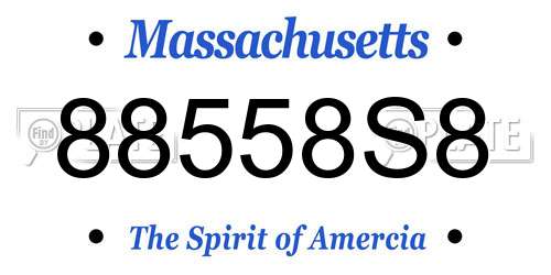 88558S8 Massachusetts License Plate