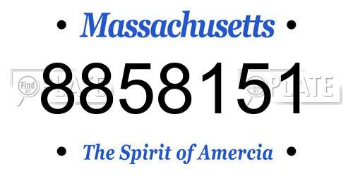 8858151 Massachusetts License Plate