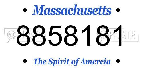 8858181 Massachusetts License Plate