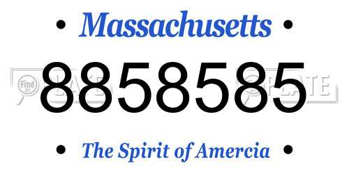 8858585 Massachusetts License Plate