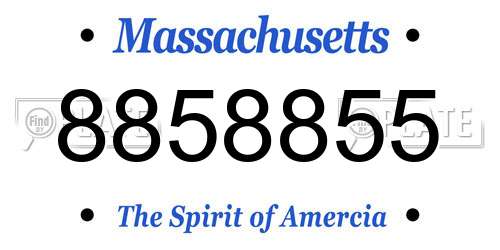 8858855 Massachusetts License Plate