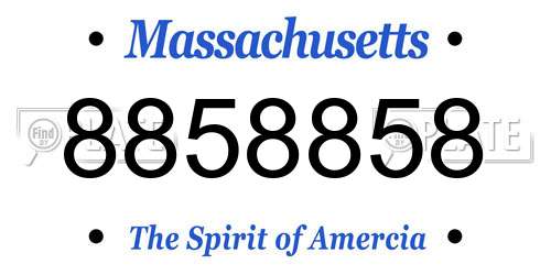 8858858 Massachusetts License Plate