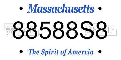 88588S8 Massachusetts License Plate