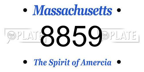 8859 Massachusetts License Plate