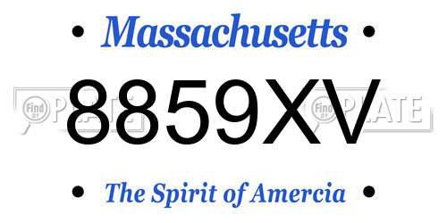 8859XV Massachusetts License Plate