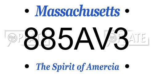 885AV3 Massachusetts License Plate