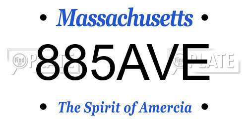885AVE Massachusetts License Plate