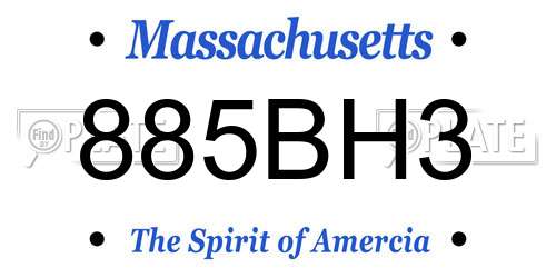 885BH3 Massachusetts License Plate
