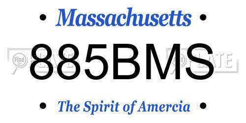885BMS Massachusetts License Plate