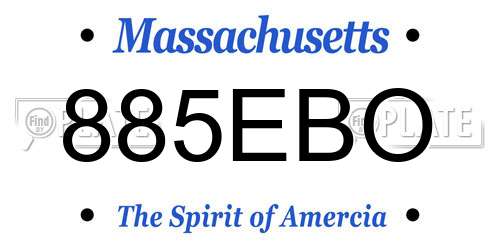 885EBO Massachusetts License Plate