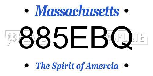 885EBQ Massachusetts License Plate