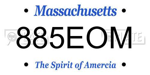 885EOM Massachusetts License Plate