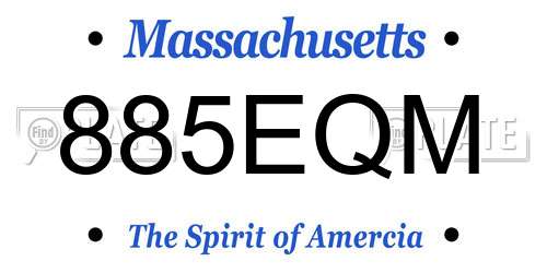 885EQM Massachusetts License Plate