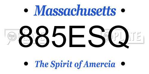 885ESQ Massachusetts License Plate