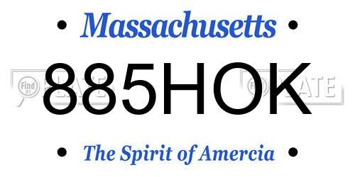 885HOK Massachusetts License Plate