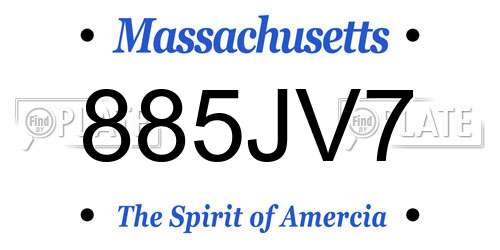 885JV7 Massachusetts License Plate
