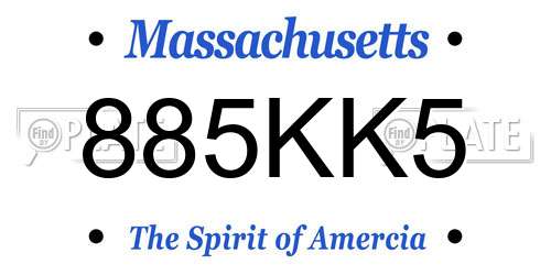 885KK5 Massachusetts License Plate