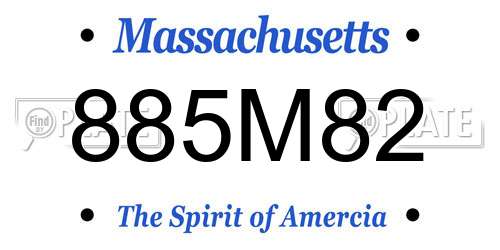 885M82 Massachusetts License Plate