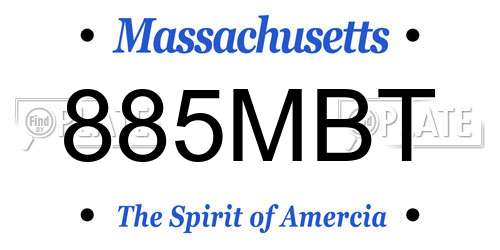 885MBT Massachusetts License Plate