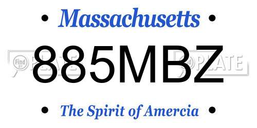 885MBZ Massachusetts License Plate