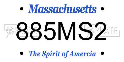 885MS2 Massachusetts License Plate