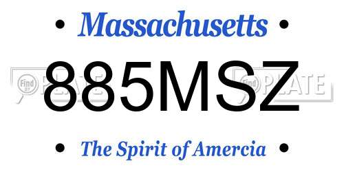 885MSZ Massachusetts License Plate