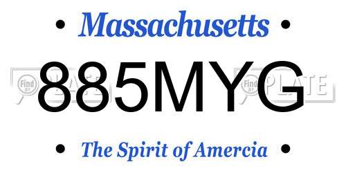 885MYG Massachusetts License Plate